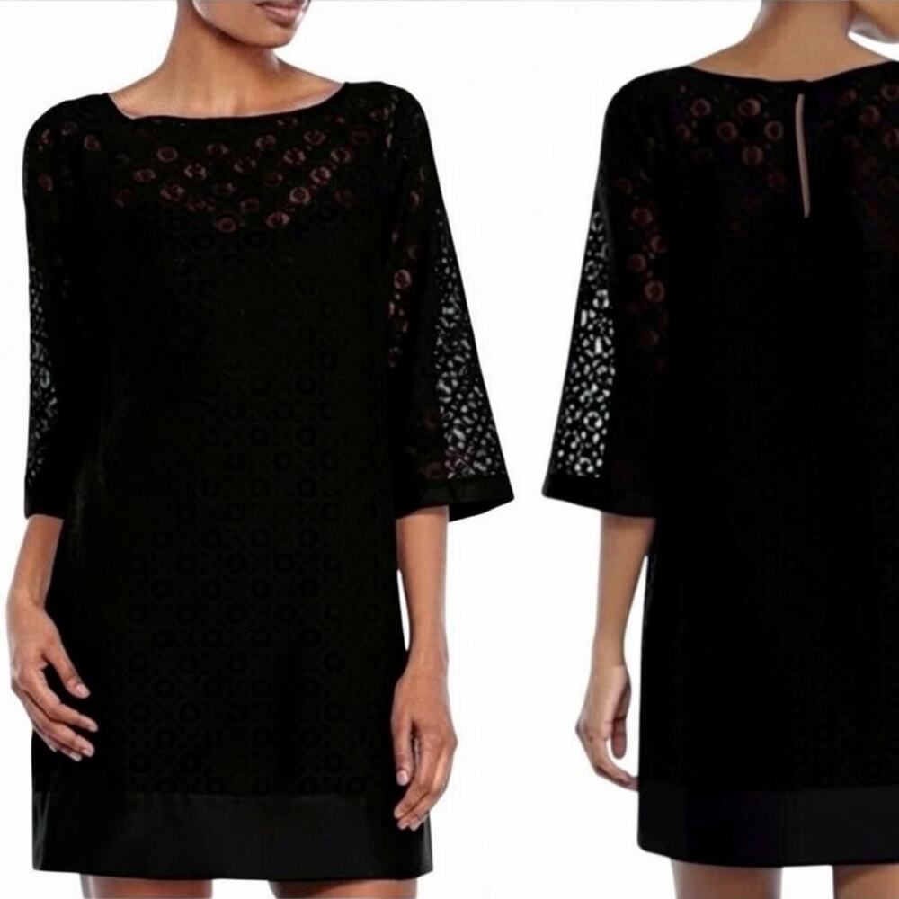 Black Lace Dress Slip Long Sleeve LBD